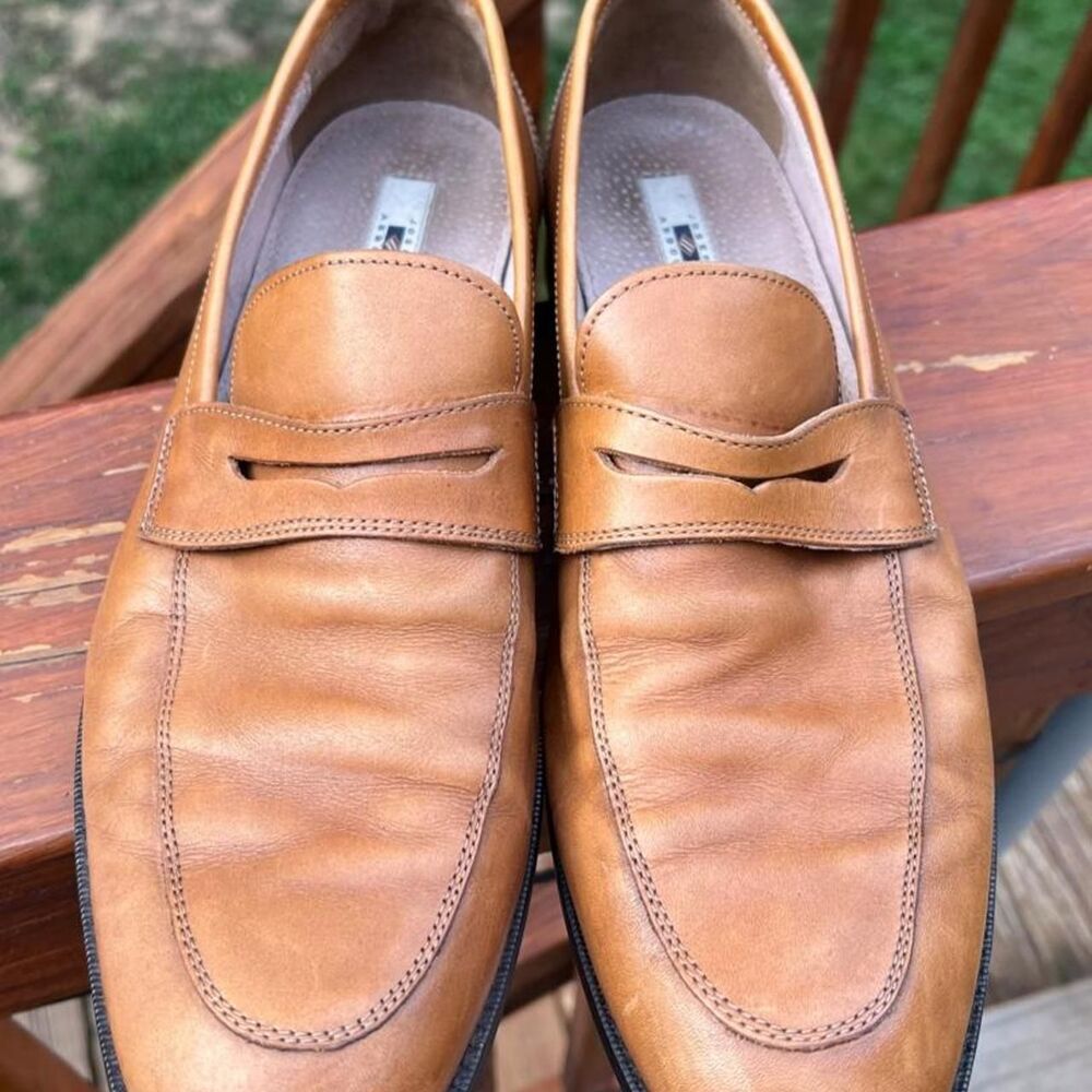 Joseph Abboud Men's 11 Tan Brown Penny Loafers Dress casual Shoes